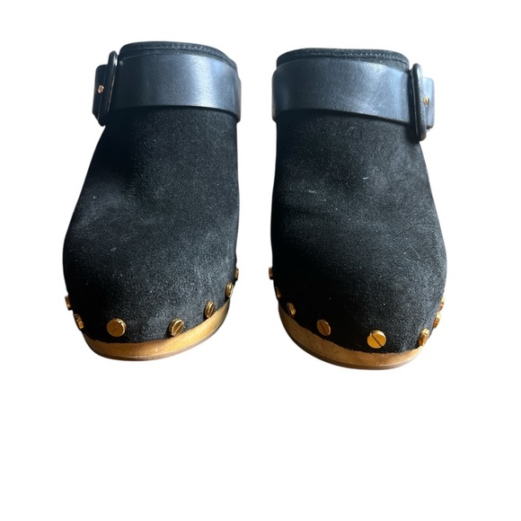 Veronica Beard Dacey Black Suede Studded Clog Mules Wood Heel Women’s Size 8 NEW - Picture 3 of 7